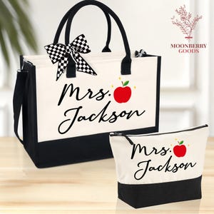 Teacher Tote Bag, Teacher Appreciation Gift Tote Bag, Personalised Teacher Gift, Gift for Teacher, Teacher Name Bag, Teacher Thank You Gifts