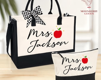 Teacher Tote Bag, Teacher Appreciation Gift Tote Bag, Personalised Teacher Gift, Gift for Teacher, Teacher Name Bag, Teacher Thank You Gifts