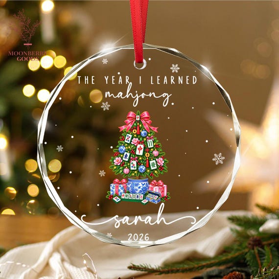 The Year I Learned Mahjong- Custom Mahjong Ornament, Funny Mahjong Group Gift,Christmas Gift For Mahjong Club 2026,Merry Mahjong Chinoiserie