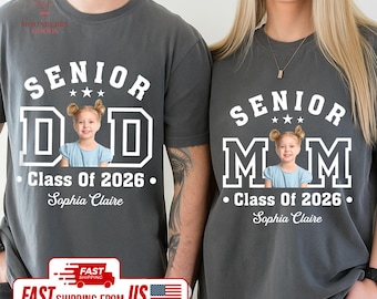 Custom Senior Mom Dad 2026 Vintage Photo Shirt, Class of 2026, Graduation, Senior 2026 Shirt, Custom Shirt With Picture, High School Senior