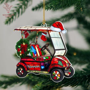 Custom Golf Car Christmas Acrylic Ornament,Personalized Golf Cart Christmas Ornament,Golf Lovers Gifts,Golf Cart Ornament,Golf Club Ornament