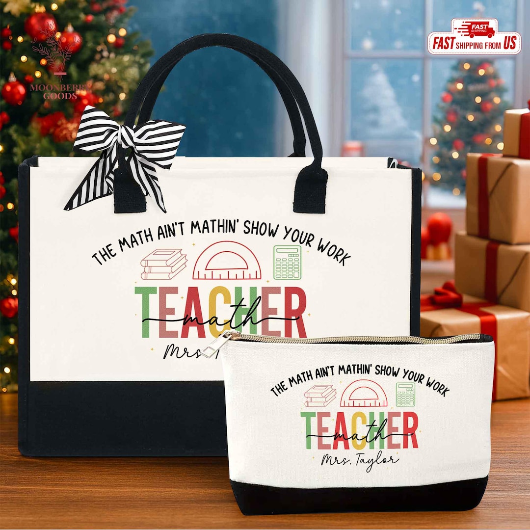 Math Tote Bag Design Example Personalized Math Teacher Tote Bag, Math Teacher Gift Tote, Math ...