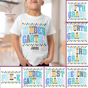 Retro Back to School Boys Shirt, Kindergarten Shirt, Kids Name Back To School Shirt,Boy Toddler First Day of School Tee, Back To School Gift