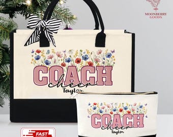 Cheer Coach Tote Bag, Team Cheer Coach Bag, Cheerleading Coach Gift, Thank You Gift For Coach, Coach Appreciation Gift, Christmas Coach Gift