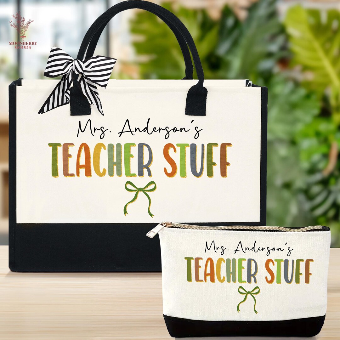 Personalised Teacher Stuff Bag, Teacher Gift, Cute Teacher Stuff Bag ...