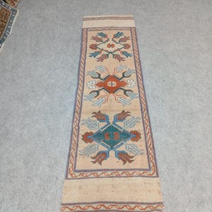 2x5 Läufer, Vintage, Yumuşak, Alan, Pastel Halı, Oushak, Küçük Mutfak Halısı, Türk, Soluk, El Yapımı Yün Halı, 1,5x4,10 Fuß Tax Free USA