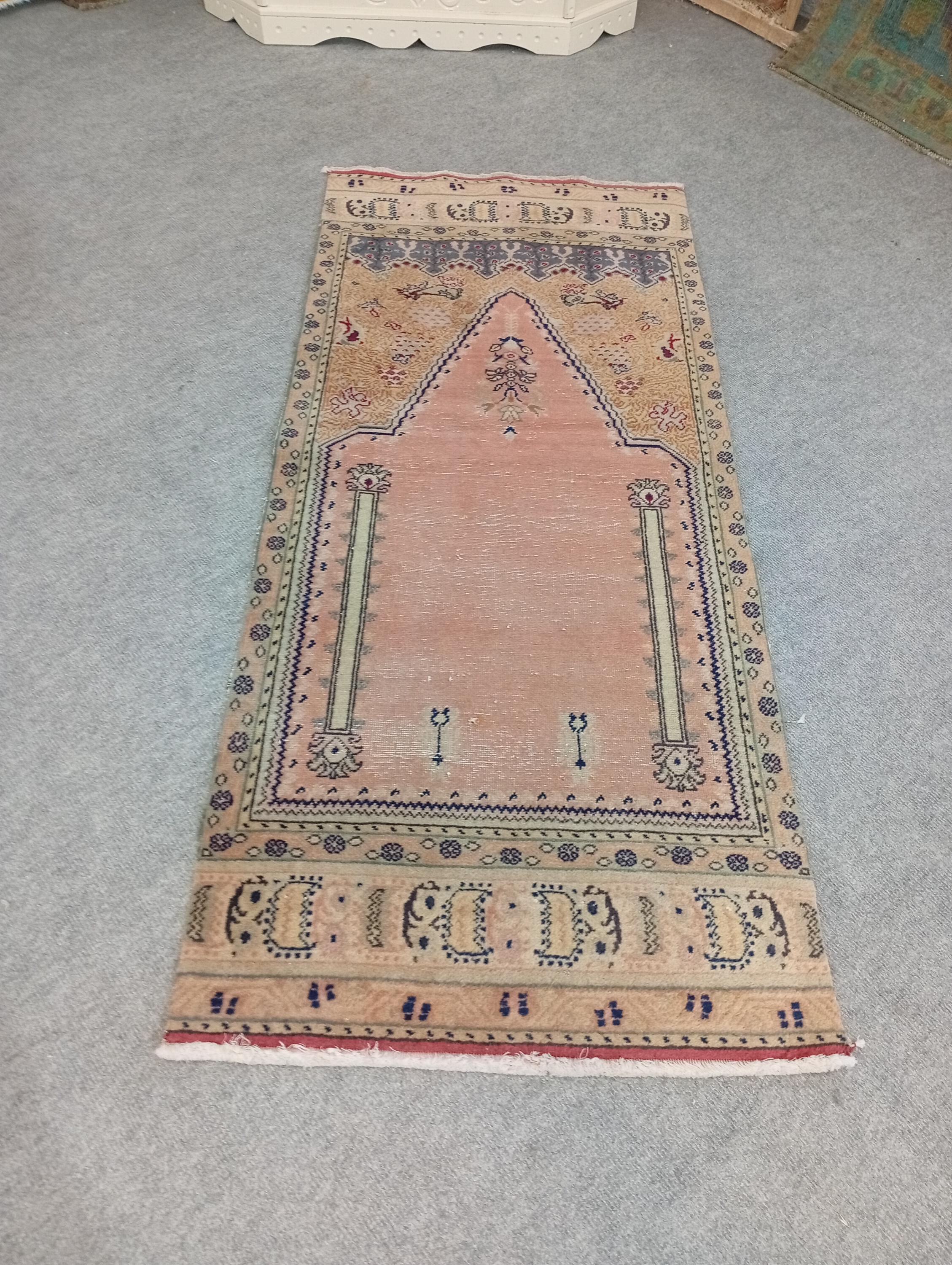 2x5 Runner Rug,2x5 Rug,2x5 TURKISH VINTAGE RUG,Oushak Handmade Wool Rug,2x5,Turkish Rug,Vintage Wool Rug,Unique Rug,runner, 1.11x4.6 Feet