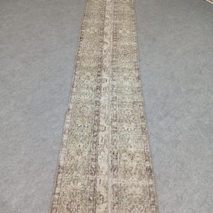 Läuferteppich 2x8, Vintage-Heriz-Läufer 2x8, Türkischer Vintage-Läufer, Schmaler Läuferteppich, Schmaler Oushak-Läufer (kurdischer Teppich), 1,8x8,2 Fuß