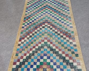 3x5 rug,3x5 vintage Turkish rug, handwoven wool oushak rug,3x6 kitchen livingroom bedroom rug,decor rug, anatolian floor carpet,2.6x5.3 Feet