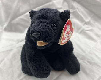 Vintage 2000 Ty Beanie Babies Cinders Bear Plush, Ty Bear Plush Toy, Black Bear Plush Toy, Bear Stuffed Animal, Vintage Ty Plush Collectible