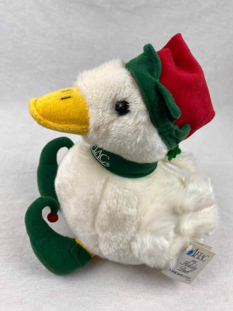 Vintage Aflac Duck Plush Set, Duck Plush, Elf Duck Plush, Holiday Plush
