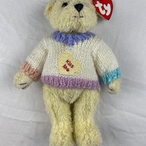 Vintage 2000 Ty Attic Treasures Plush, Vintage Ty Plush, Vintage Teddy Bear Plush, Vintage Ty Beanie Babies, Valentine’s Kiss Me Teddy Bear