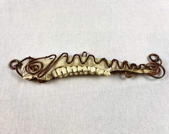 Decorative Deer Jawbone, Wall hanging decor real bone skull deer animal teeth gold vulture culture oddities tooth, Jawbone Jewelry, Bone