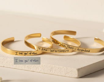 Actual handwriting bracelet-Best Friend Bracelet-Engraved cuff bracelet-Handwriting jewelry- Custom handwriting-Memorial-Kids handwriting