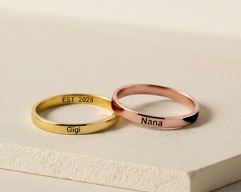 Custom name Ring-Custom engraved Ring-Initial ring-Letter Ring-Memorial Ring-Custom Jewelry-Gigi Gifts-Grandma jewelry-Pinky Ring-Nana gifts