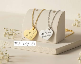 Handwriting necklace-Handwriting Jewelry-Handwriting Gift-Handwriting Keepsake-Custom handwriting heart locket-Name Plate Mama Necklace Gift