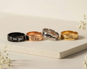 Handwriting ring-Handwriting jewelry-Actual handwriting ring-Personalized Handwriting ring-Handwriting Gift--Memorial Ring-Kids handwriting