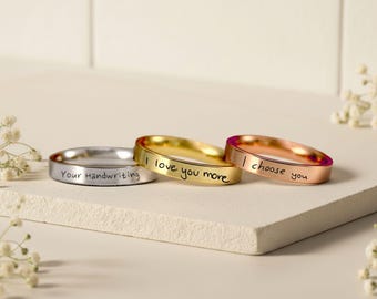 Personalisierte Handschrift Ring-Bester Freund Ring-Custom Gravierte Handschrift Schmuck-Handschrift Geschenk-Memorial Ring-Kids Handschrift-Versprechen