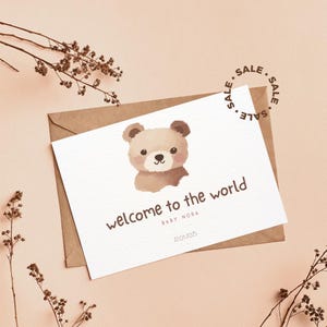 Tarjeta de bebé personalizada, tarjeta de bienvenida al mundo, niño o niña especial, tarjeta de bebé recién nacido, tarjeta de anuncio de nacimiento EDITABLE