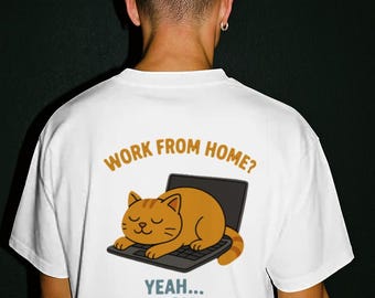 T-shirt voor thuiswerken: Leuk kattenontwerp, comfortabele pasvorm