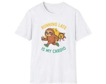 Att springa sent är min konditionsträning T-shirt | Sloth Coffee Rolig grafisk T-shirt