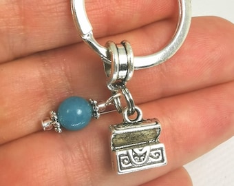 Schatztruhe mit Perle Schlüsselanhänger Charm - Buried Treasure Schlüsselanhänger - Versteckter Schatz Schlüsselanhänger für Entdecker - Key117