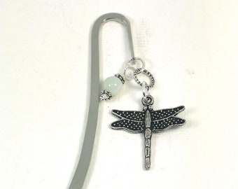 Dragonfly Bookmark - Genuine stone Beaded Bookmark - Crystal Beaded Bookmark - Live the life you love - Gifts under 10 - Book marks