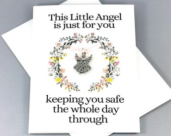 Guardian Angel for Protection - Strength, Thinking of You Gift - Supportive Friend Gift - Thinking of you Card Angel charm