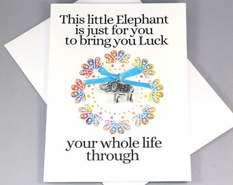 Large Lucky Elephant 3D Card, Elephant Keyring, Lucky Elephant, Elephant, Elephant Gift, Elephant Charm, Good Luck Elephant, elephant charm