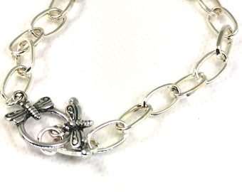 Dragonfly Bracelet | Dragon Fly charm Bracelet | Oval Link Charm Bracelet | Charm Bracelet | Link Charm Bracelet | Add a charm Bracelet 1327