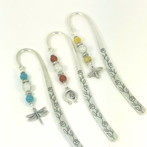 Crystal Beaded Gemstone Bookmark, Nature Bookmark, Dragonfly bookmark, Lady bug good Luck Bookmark, Bee bookmark, Garden bookmark, Mom gift