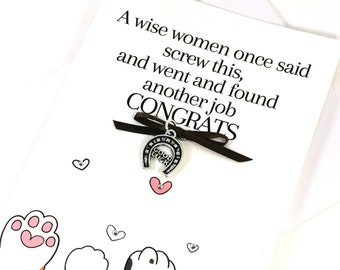 Wise Woman Found Another Job - Funny Congrats Card, New Job Card, Leaving Work, For Co-worker, Good Luck Card - keepsake card