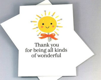 Appreciation  Card • Thank You For Being All Kinds Of Wonderful Teacher • Thank You Teacher Gift Card • Card for End of Term • Teacher thank