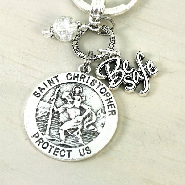 Saint Christopher Keyring, Be Safe Keychain, St Chris gift Gift for Teenager, New Driver, Drive Safe Present, Passed Driving Test, Protected