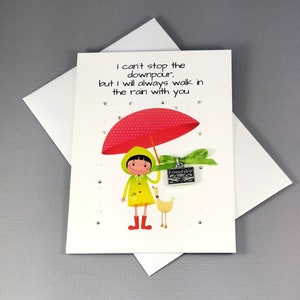 Carte de soutien de l'amitié, carte Peut-être que je ne peux pas arrêter l'averse, moments difficiles, carte de l'amitié, carte du meilleur ami