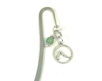 Yoga Bookmark - Genuine stone Beaded Bookmark - Yoga and Meditation Gifts - Yoga Lover Gift Bookmark - Downward Facing Dog - under 10 dollar