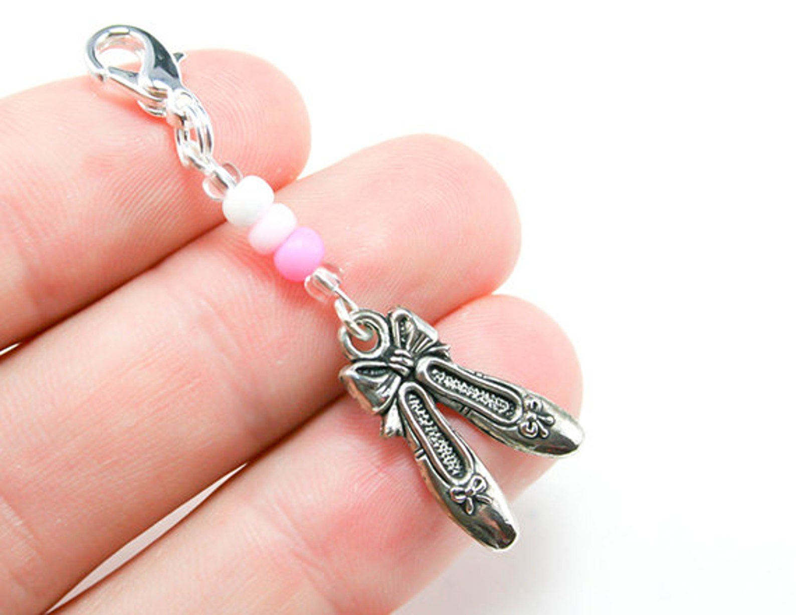sale clearance - ballet shoes charm. beaded dance lover charm. cute gift for dance students. ballet charm. bsc069