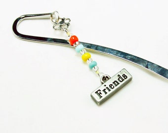 Best Friends Silver Bookmark. Cute Party Favor Gift for Friends. Friends Charm as Thank You. SBK009