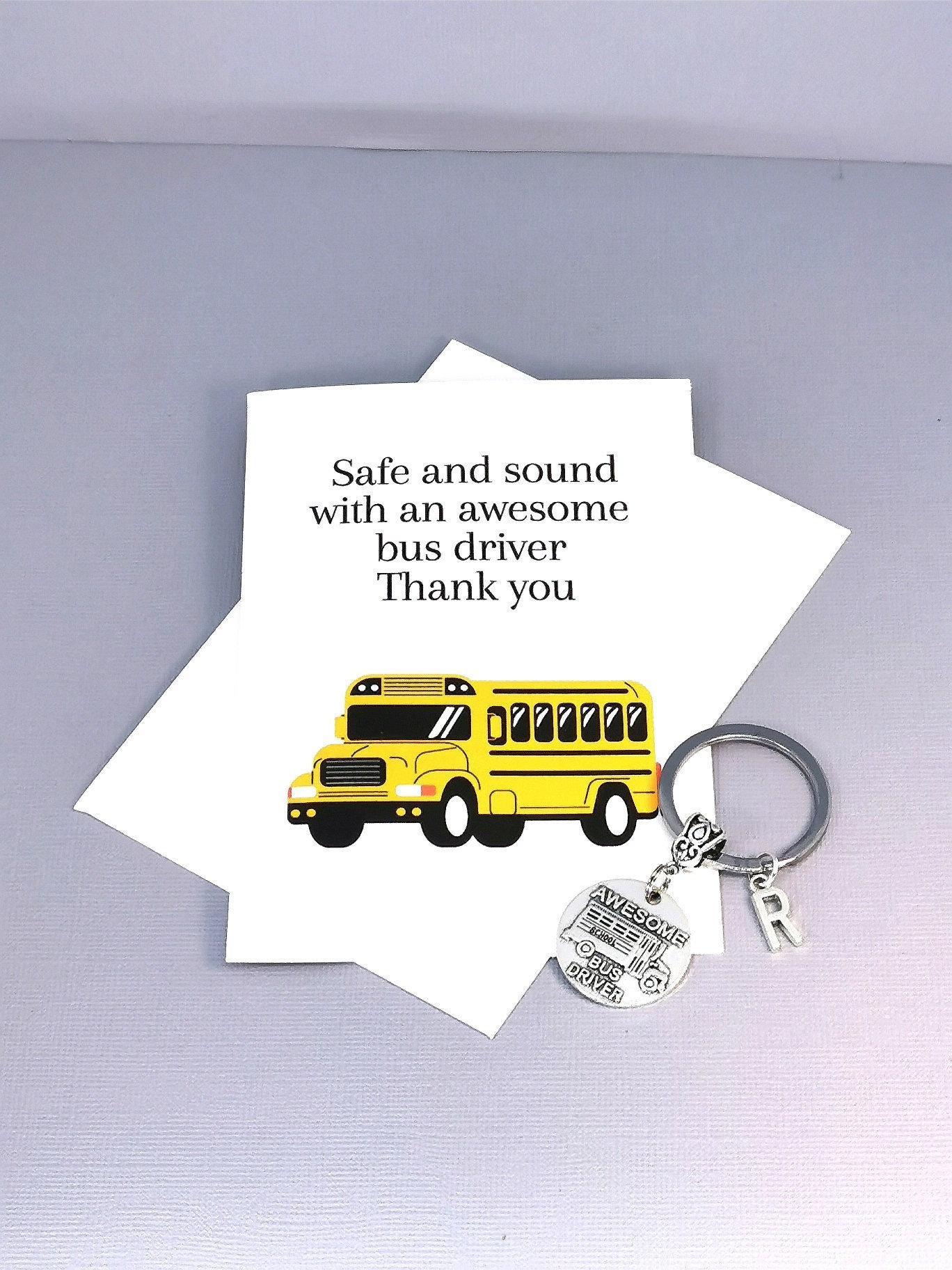 Dankeschön-Schlüsselanhänger Für Busfahrer – „Thank You For Keeping Me Safe“, Edelstahl, Mit Samtbeutel