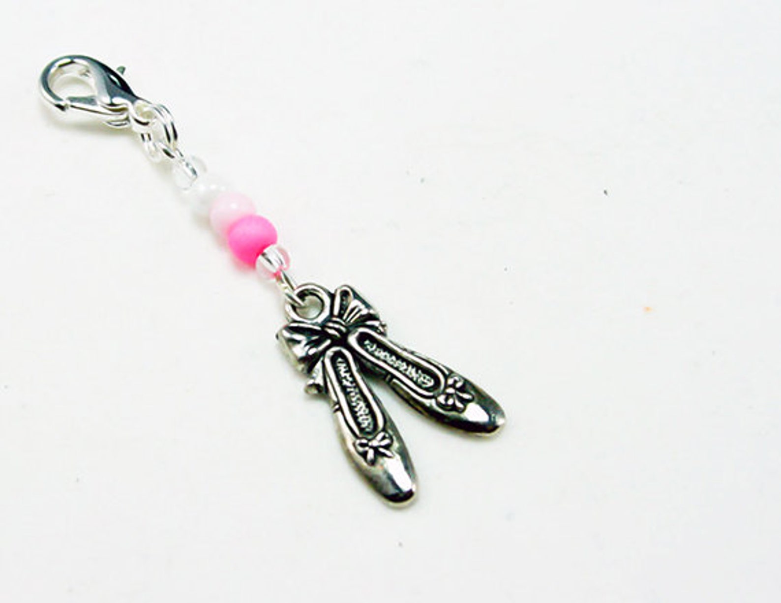 sale clearance - ballet shoes charm. beaded dance lover charm. cute gift for dance students. ballet charm. bsc069