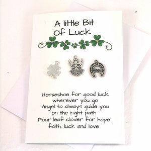 Carte-cadeau porte-bonheur | Cadeau souvenir un peu de chance | Charm souvenir positif en cadeau | Charm cadeau de l'amitié | Cadeau voyage en toute sécurité