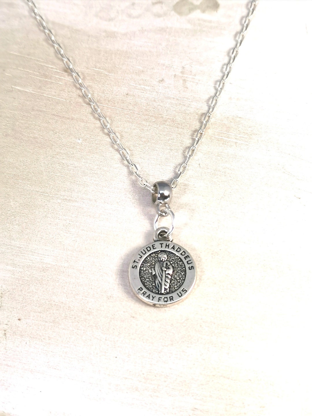 St Jude Necklace, Saint Jude Pendant, Catholic Jewelry, Religious ...