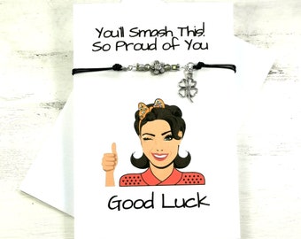 Good luck Bracelet Card | super Proud of you Bracelet card | Bestie card bracelet | Encouragement  Bracelet  Card | Good Luck wish Bracelet