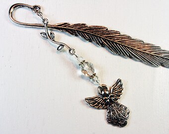 Beaded Angel Bookmark ,Angelic metal Book Mark, Crystal Beaded Angel Bookmarker - Book Lover Angel Bookmark, Metal Leaf Bookmark LBK002