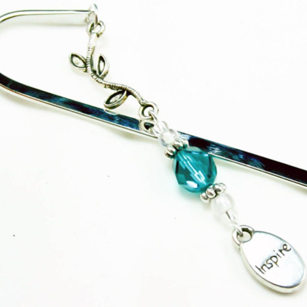 Inspire Bookmark. Inspirational Bookmark. Thinking of you Bookmark. Silver Bookmark with Charm. LBK038