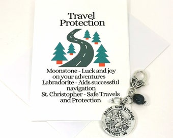 Travel Protection Gift | Saint Christopher Clip on Keyring Charm |  Be Safe Protection Clip Keychain | New Driver | Protected clip bag charm