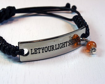 Let Your Light Shine Bracelet, Wish Bracelet, Inspirational Bracelet, Wish Bracelet Gift, Motivational Gift - Cancer Survivour