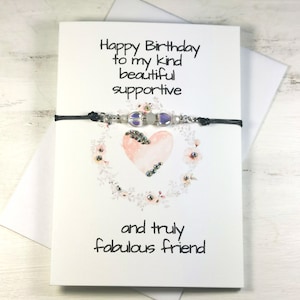 Carte de bracelet de souhait d’anniversaire d’amitié | Carte bracelet d’anniversaire des meilleures amitiés | Anniversaire de la meilleure amie | Carte bracelet | souhait d'anniversaire