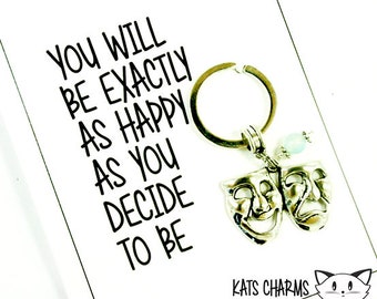 Positive attitude - Choose Happiness - Daily Reminder - Mantra keyring Card - Daily affirmation