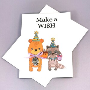 Carte d'anniversaire Bear Racoon, carte d'anniversaire mignonne, carte d'ours, carte d'anniversaire Childs, carte d'anniversaire enfant, carte d'anniversaire pour les enfants - carte souvenir
